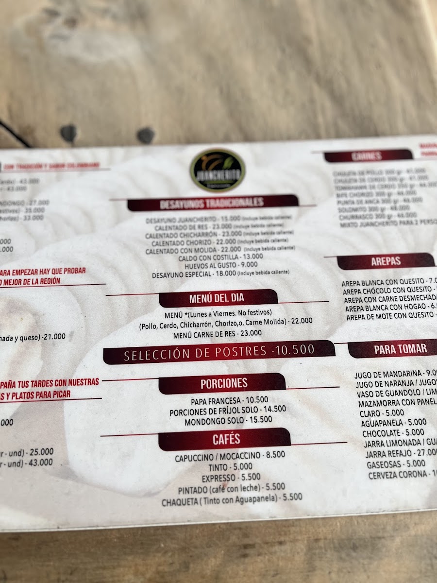 Menu Juancherito Restaurante Quindío-1