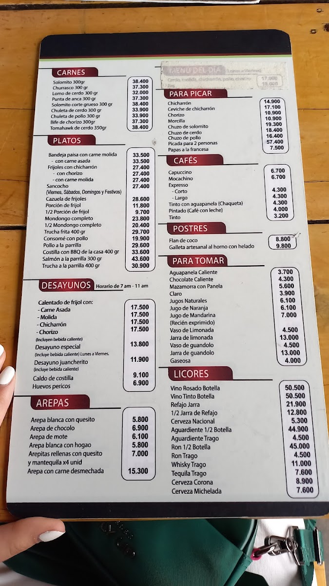 Menu Juancherito Restaurante Quindío-2