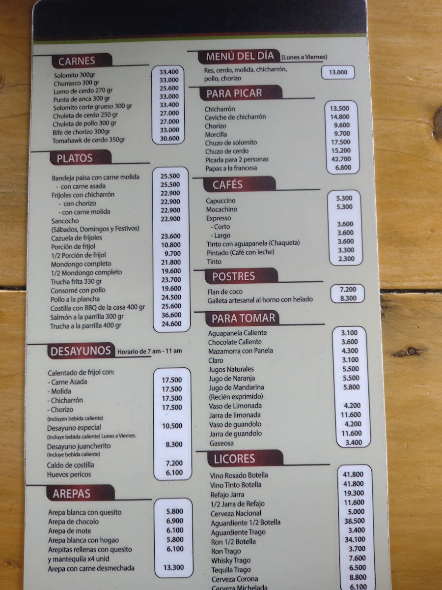 Menu Juancherito Restaurante Quindío-6