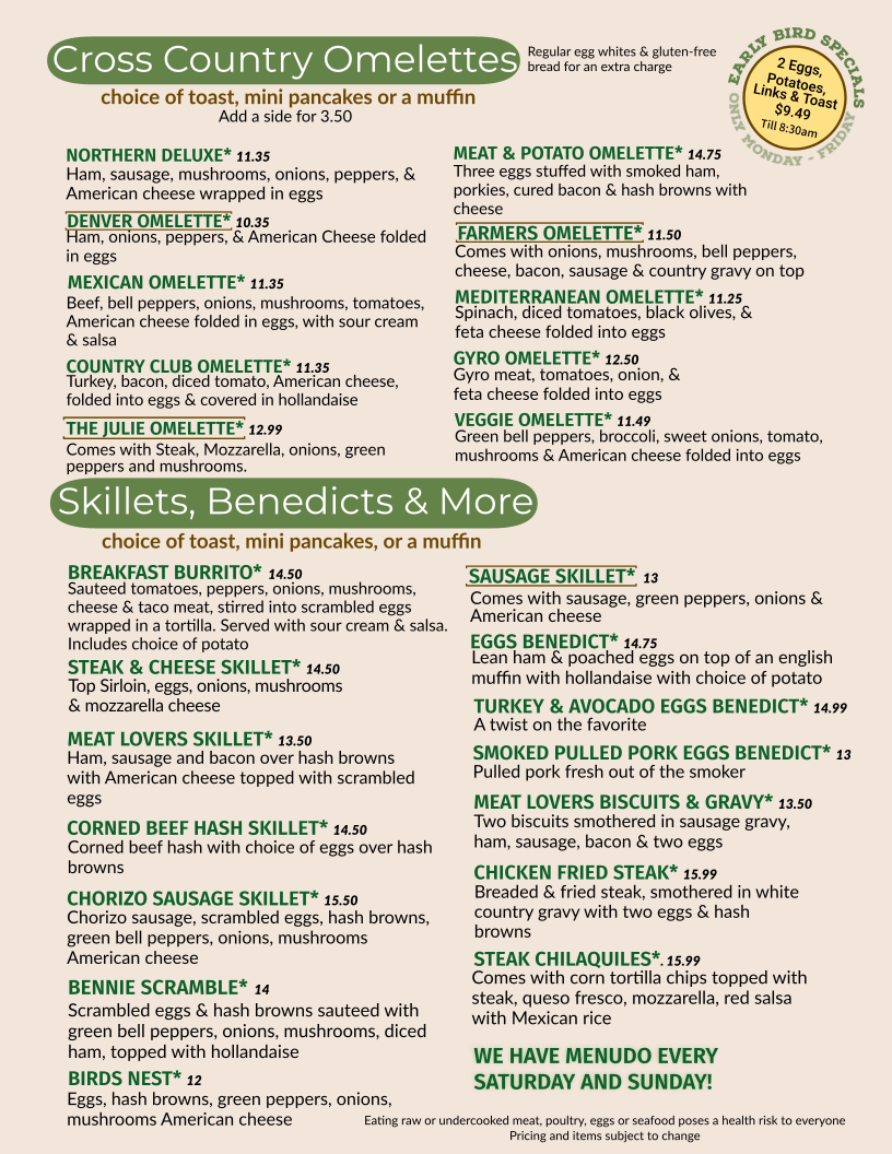 Menu Julie's Cafe East-1