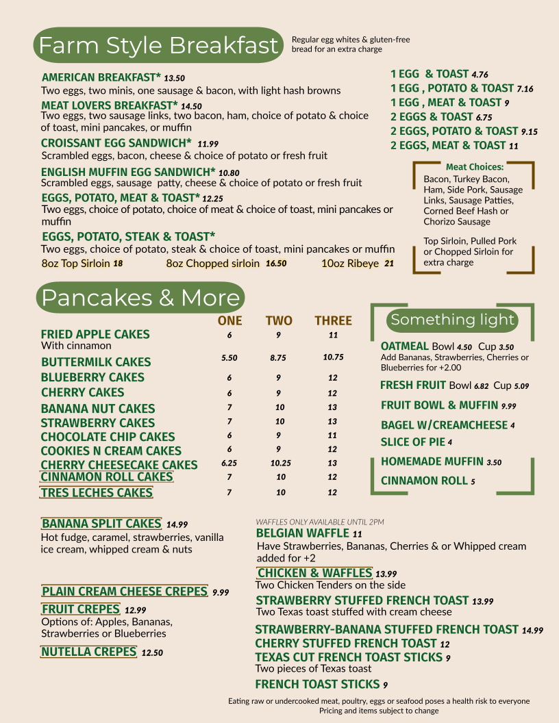 Menu Julie's Cafe East-2