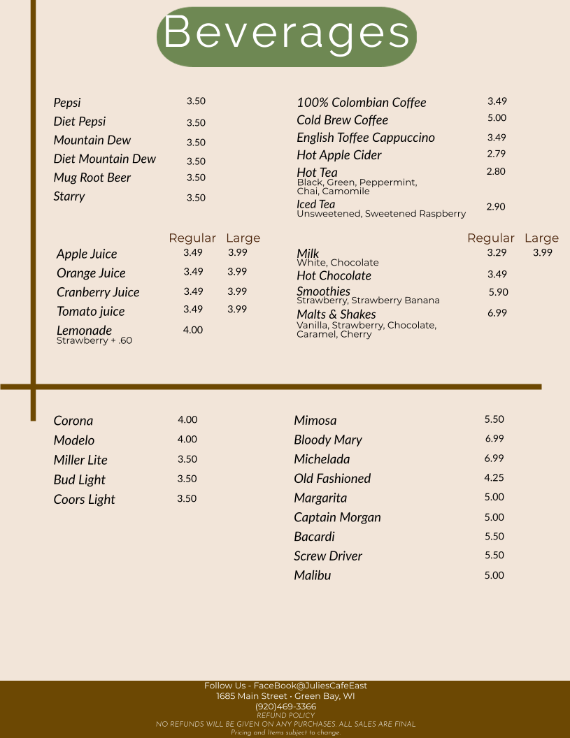 Menu Julie's Cafe East-9