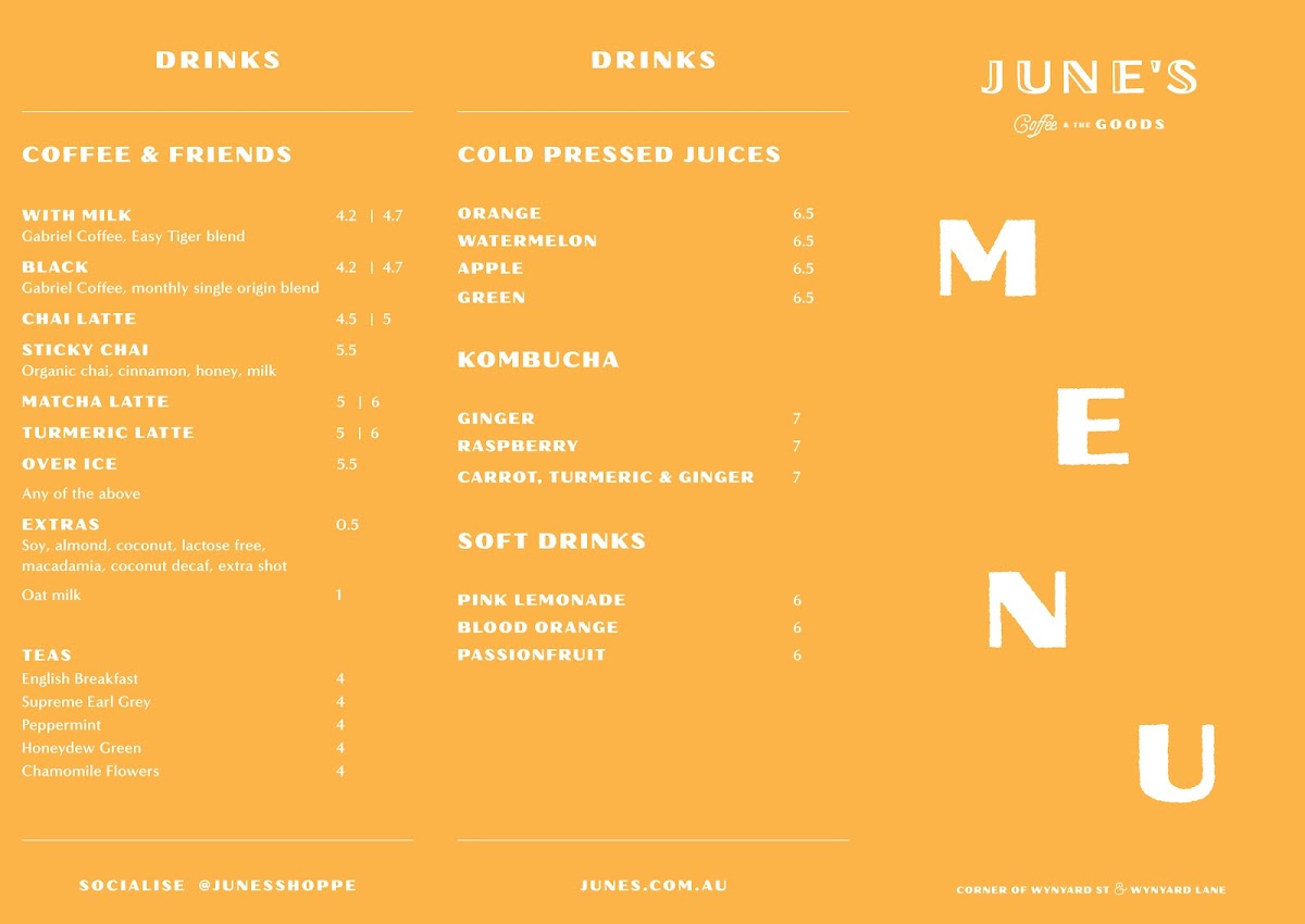 Menu June's Cafe Wynyard-1