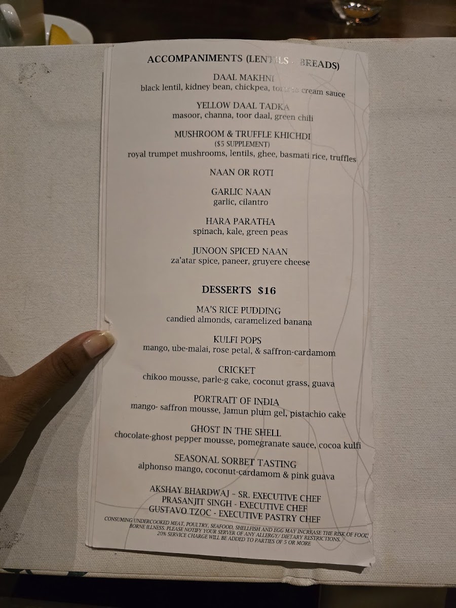 Menu Junoon-2