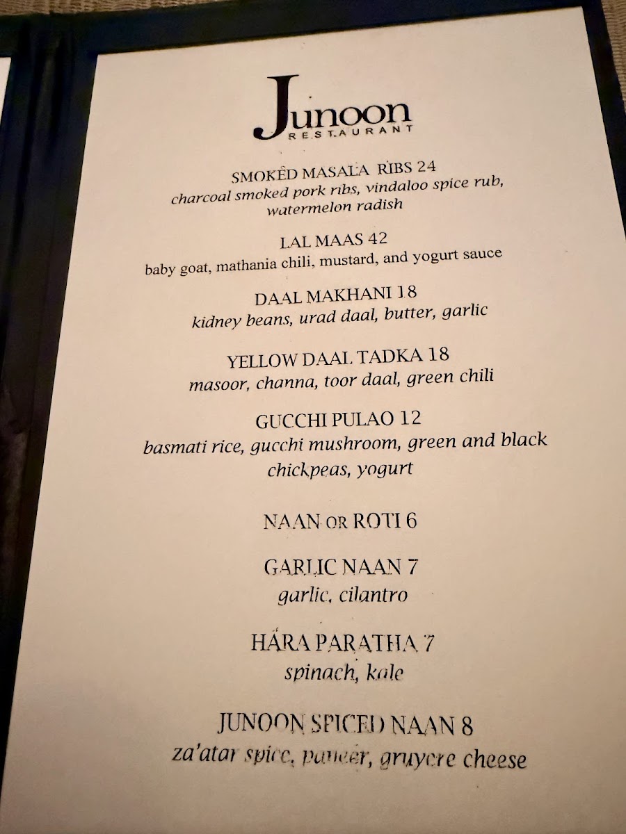 Menu Junoon-3