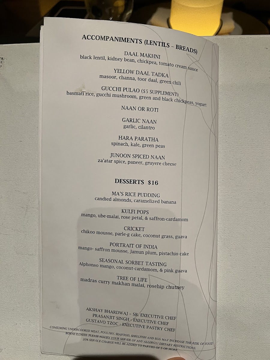 Menu Junoon-4