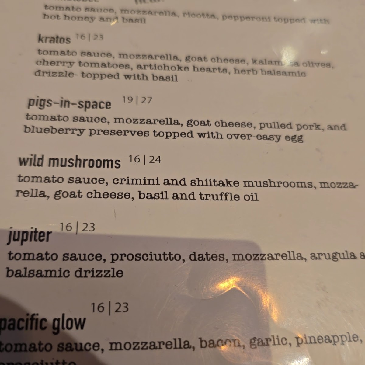 Menu Jupiter-2