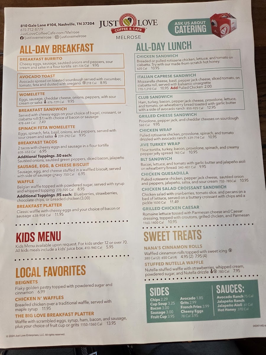 Menu Just Love Coffee Cafe - Melrose-4