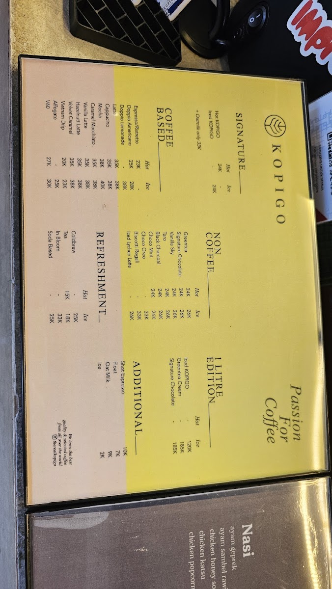 Menu K O P I G O-10