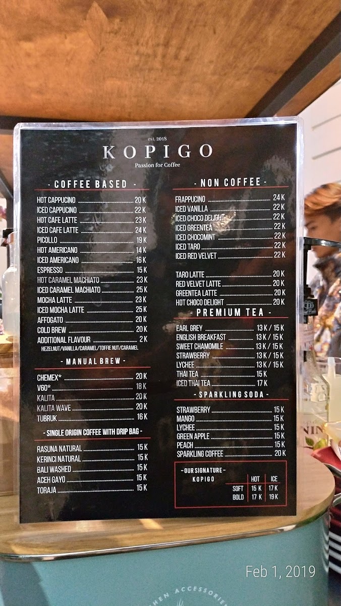 Menu K O P I G O-9
