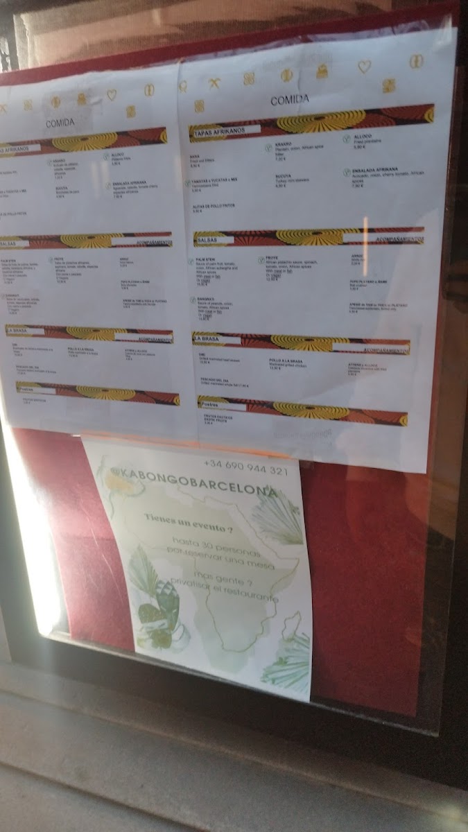 Menu Kabongo-7