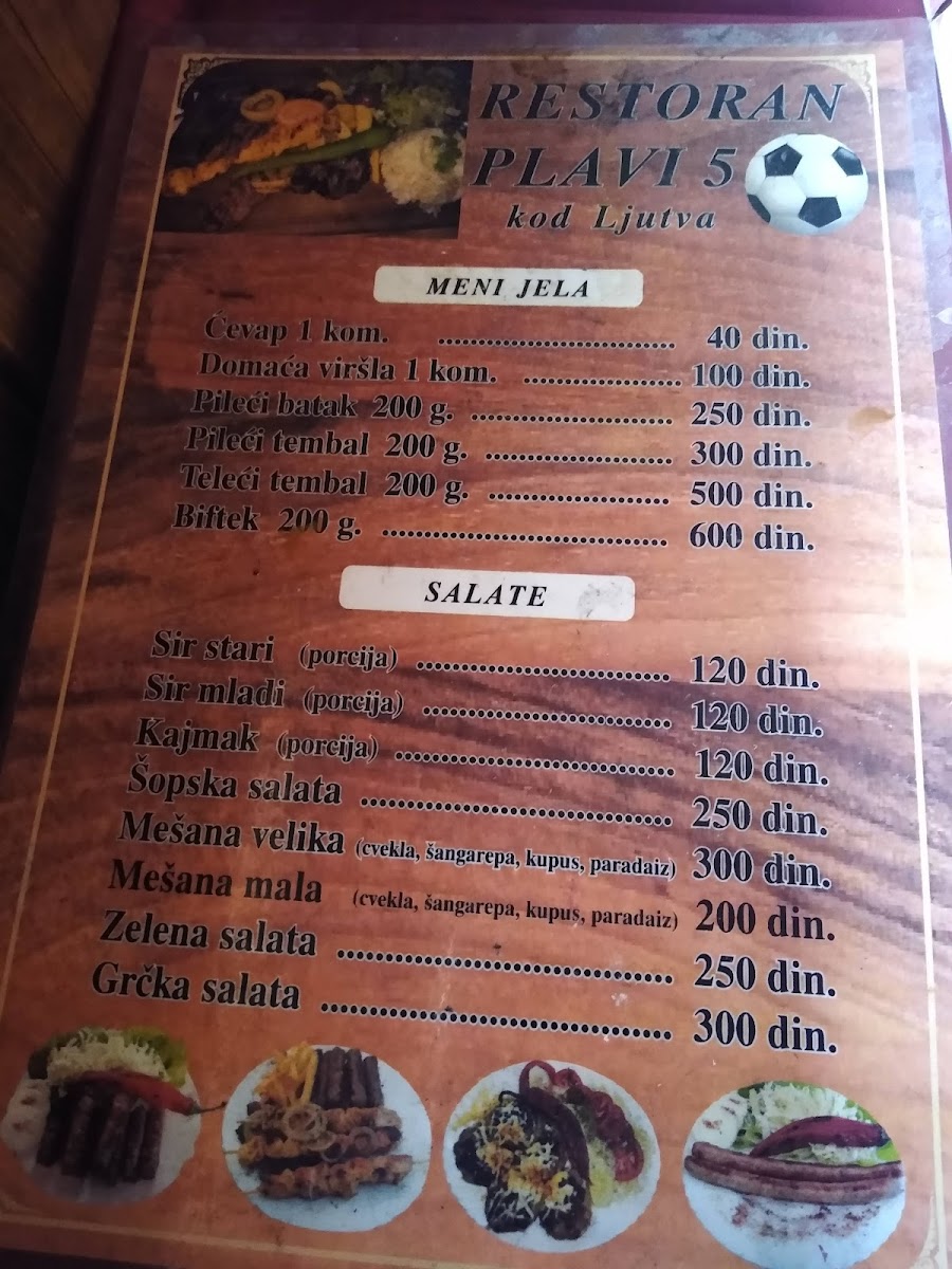 Menu Kafana 'kod Ljutva' Plavi 5-1