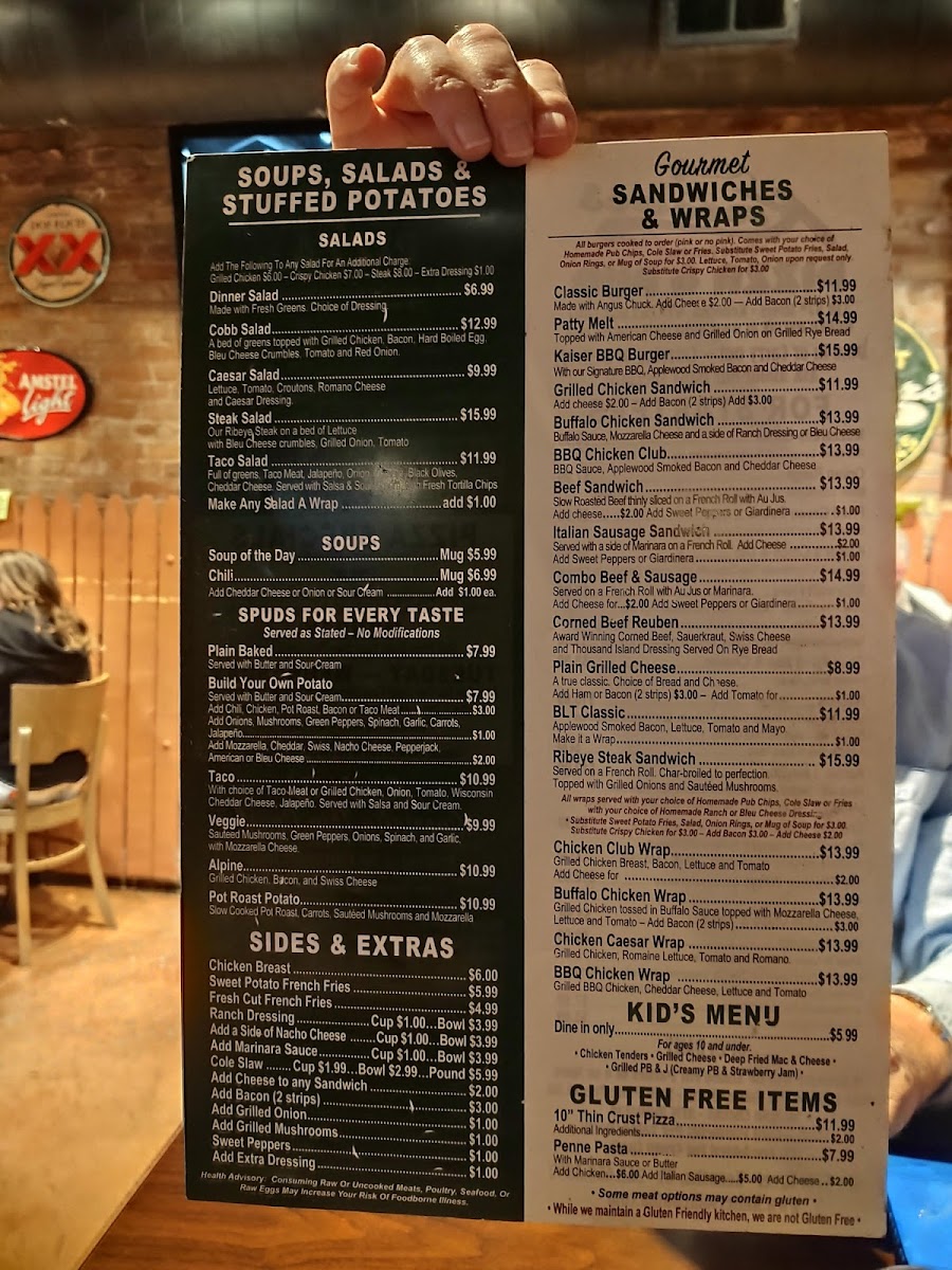 Menu Kaiser's Of Kenosha Pizza Restaurant & Pub-1