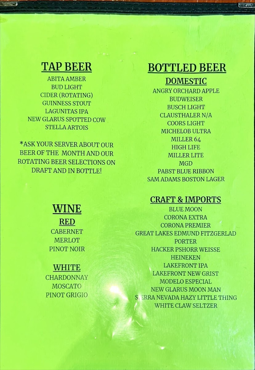 Menu Kaiser's Of Kenosha Pizza Restaurant & Pub-2