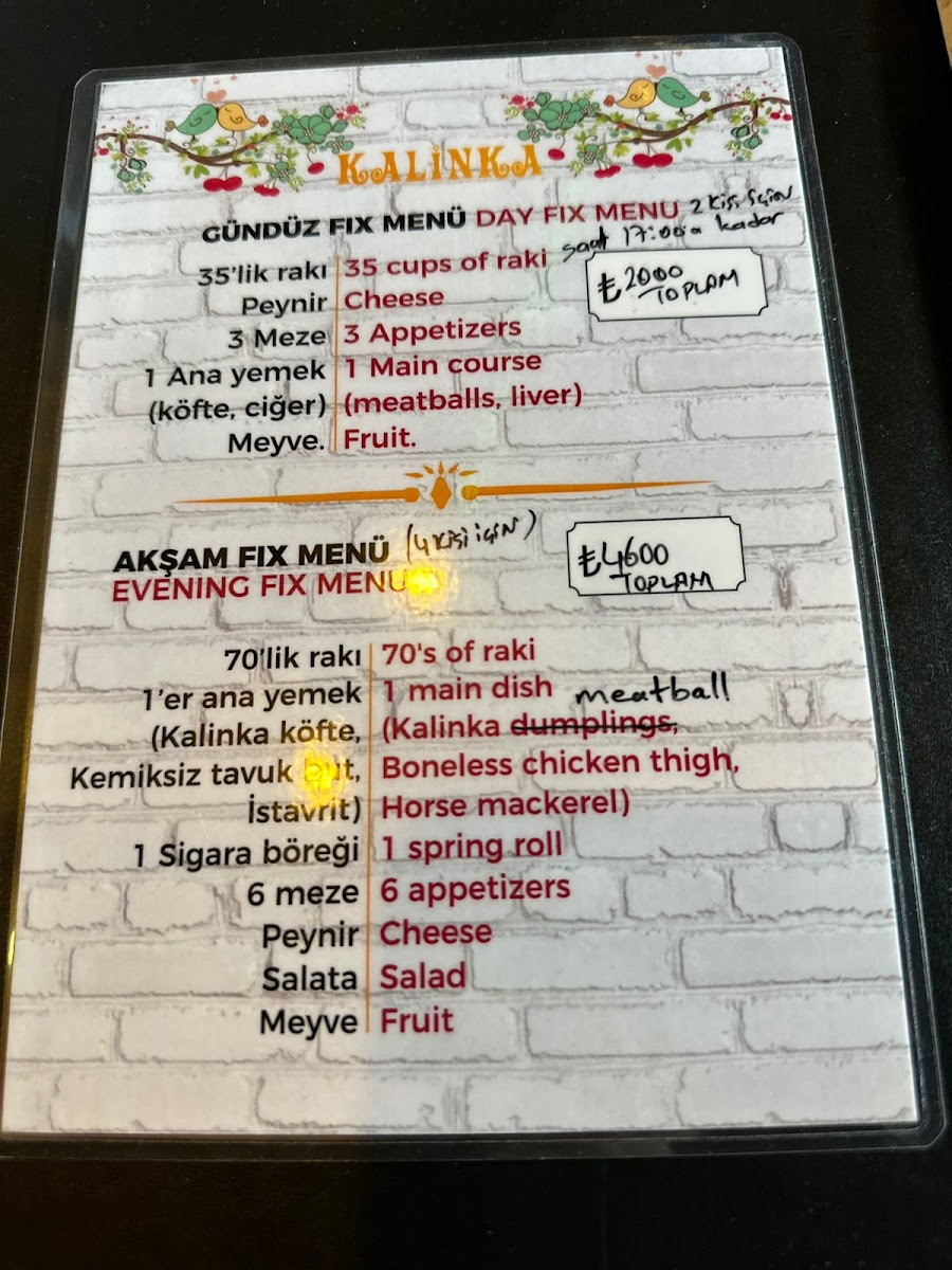 Menu Kalinka-4