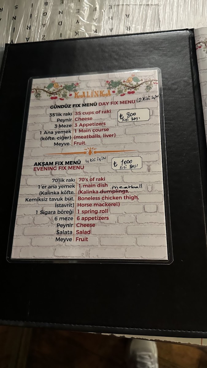 Menu Kalinka-5