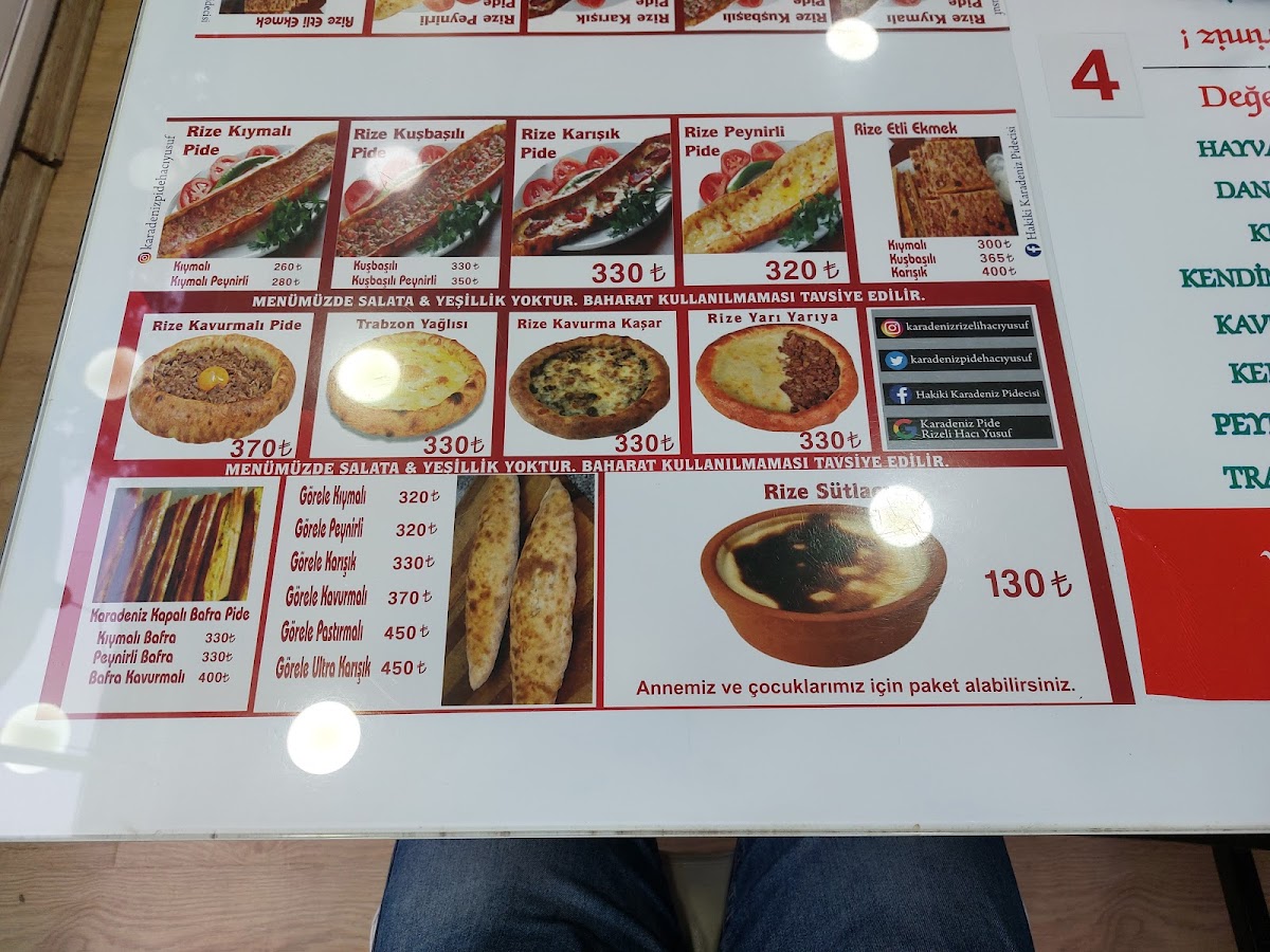 Menu Karadeniz Pide Rizeli Hacı Yusuf-2