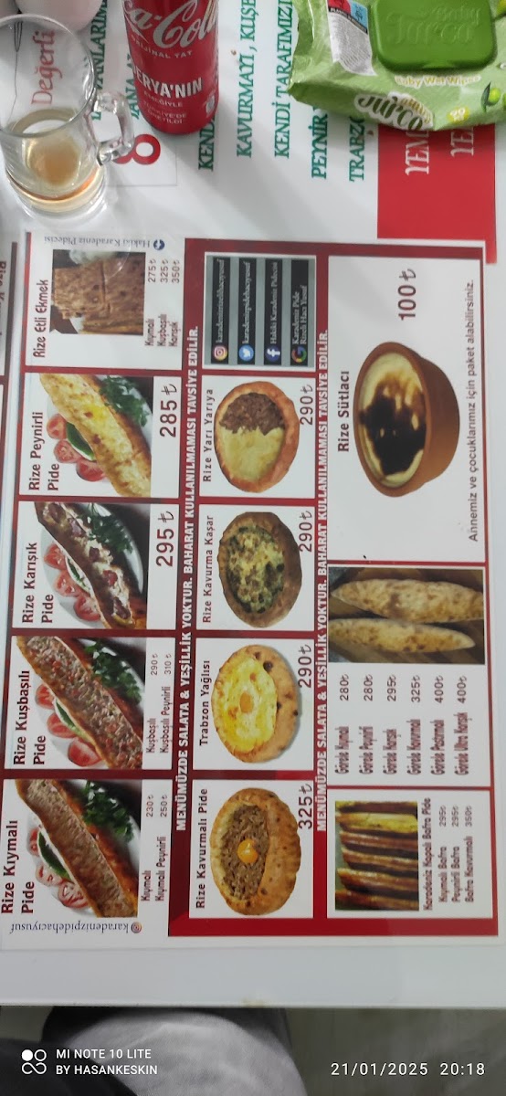 Menu Karadeniz Pide Rizeli Hacı Yusuf-6