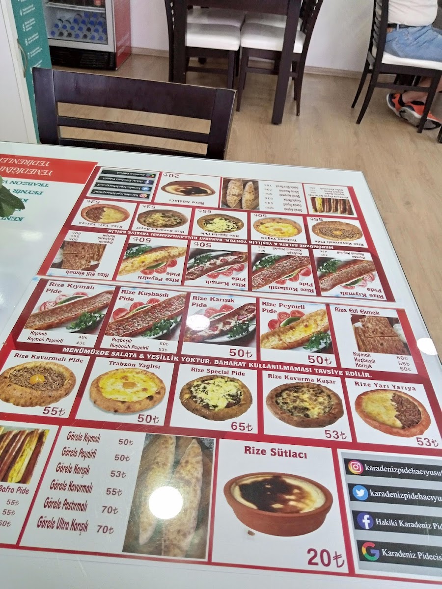 Menu Karadeniz Pide Rizeli Hacı Yusuf-8