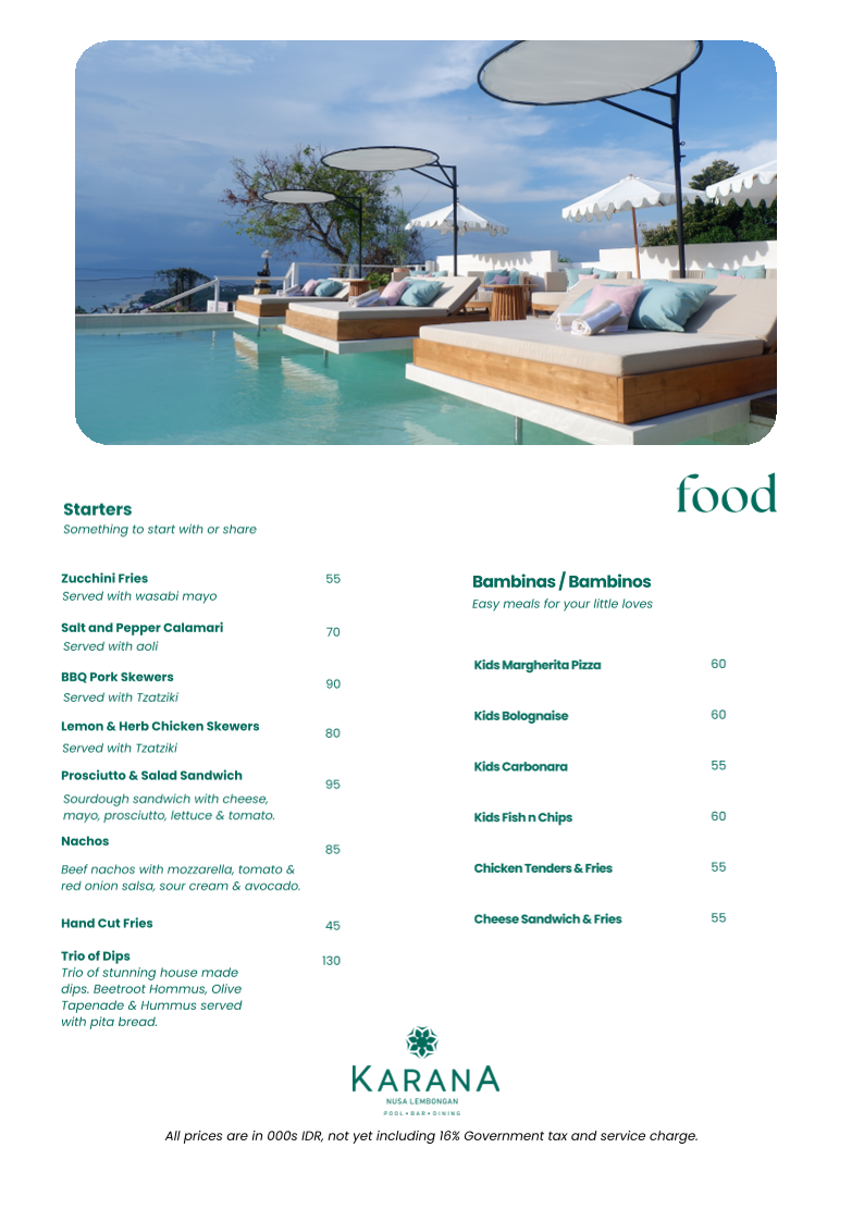 Menu Karana Nusa Lembongan, Pool - Bar - Dining-5