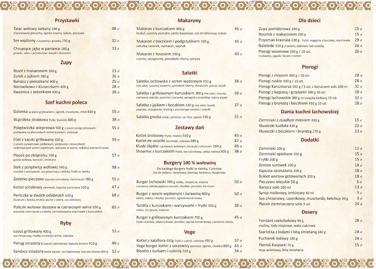 Menu Karczma Lachów Sądeckich-1