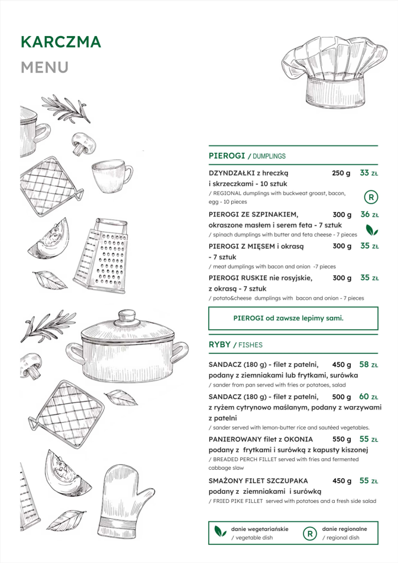 Menu Karczma Restauracja I Pokoje-1