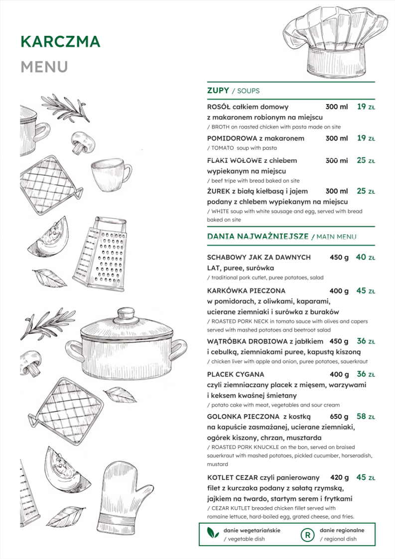 Menu Karczma Restauracja I Pokoje-2