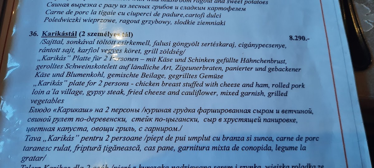 Menu Karikás Hotel És Étterem-6