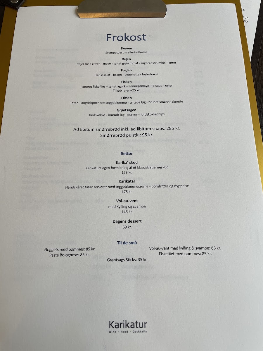 Menu Karikatur Restaurant Og Bar I Sønderborg-1