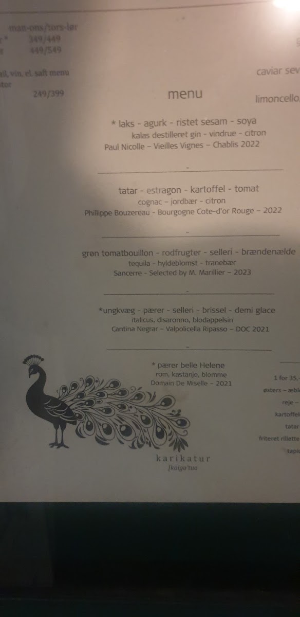 Menu Karikatur Restaurant Og Bar I Sønderborg-2
