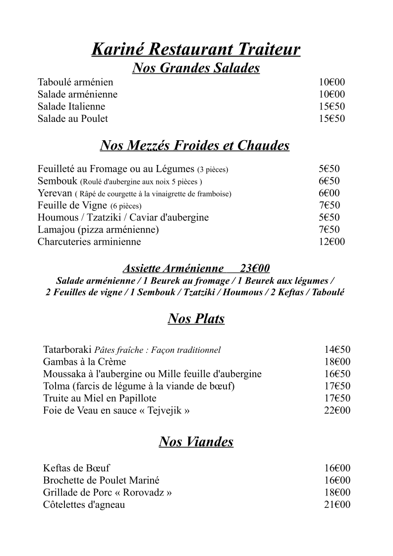 Menu Kariné Restaurant Traiteur-1