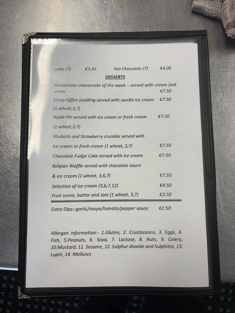 Menu Kavanagh's Vartry House-4