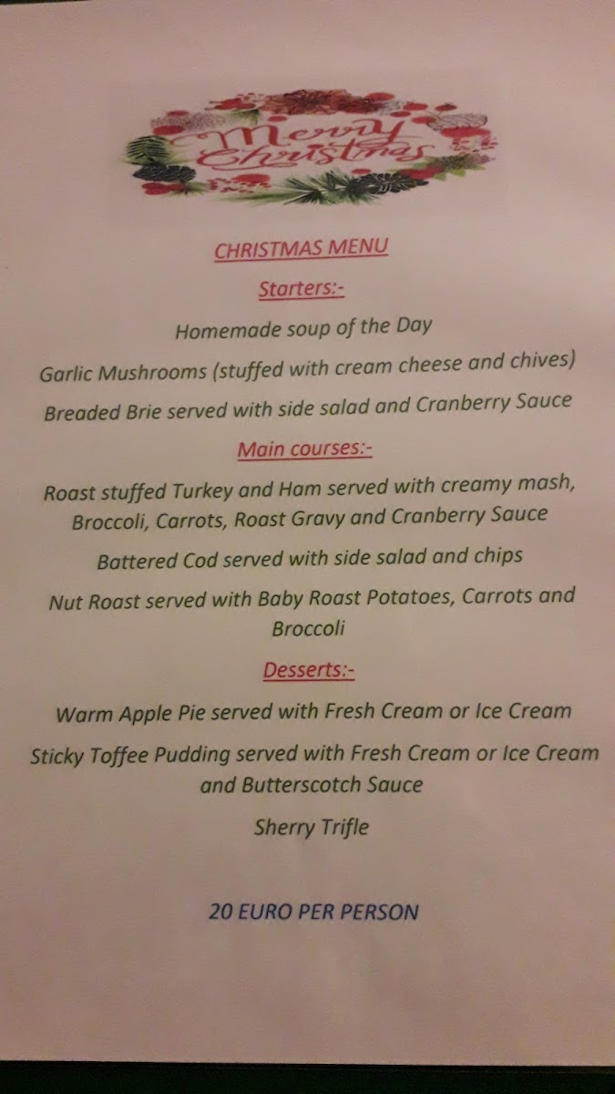 Menu Kavanagh's Vartry House-5