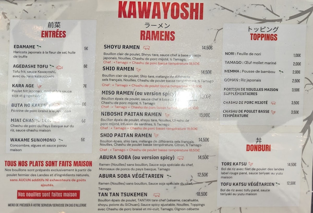 Menu Kawayoshi Ramen Talence – Spécialité : Ramen Au Bouillon De Poulet-5