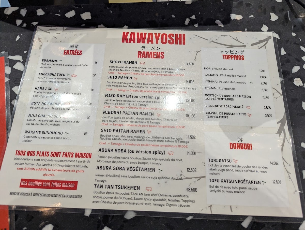 Menu Kawayoshi Ramen Talence – Spécialité : Ramen Au Bouillon De Poulet-9