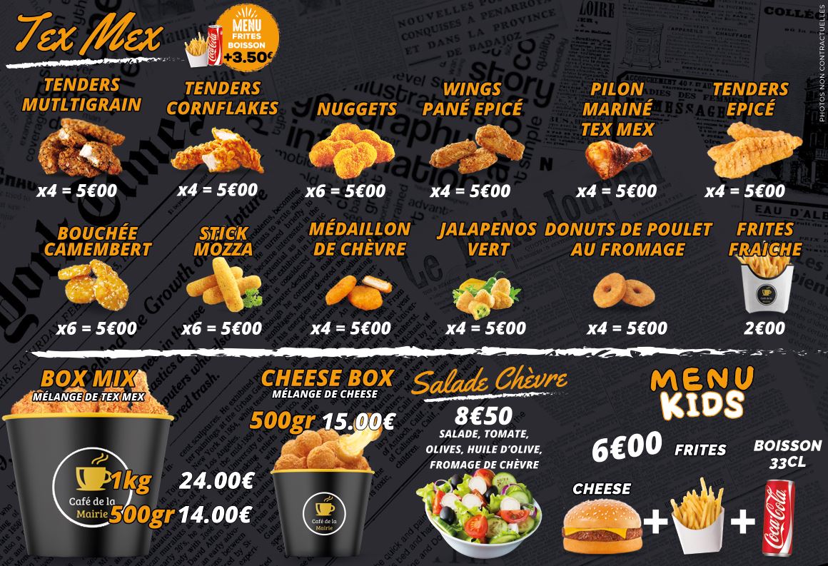 Menu Kebab, Pizza, Burger, Tacos, Café De La Mairie Anse-4