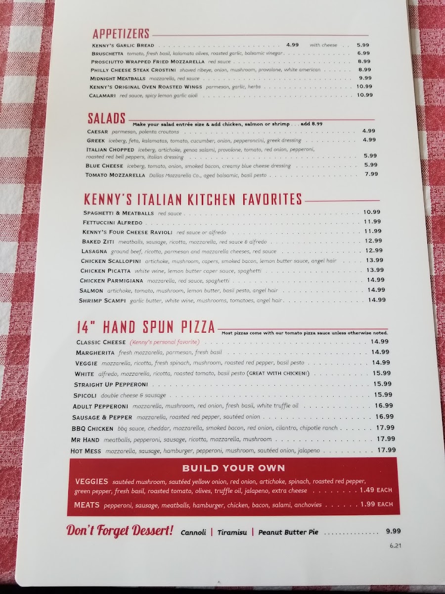 Menu Kenny's East Coast Pizza & Great Italian Food-4