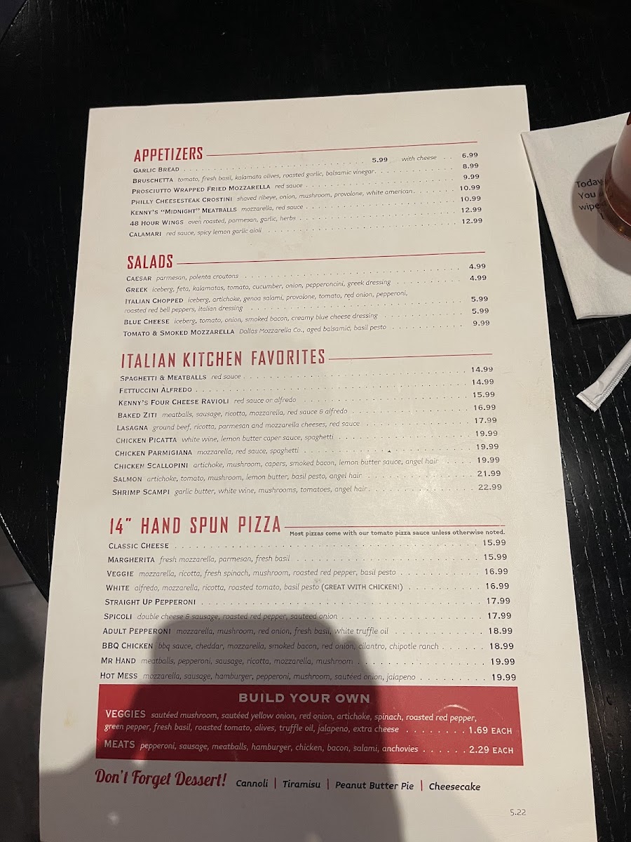 Menu Kenny's East Coast Pizza & Great Italian Food-8