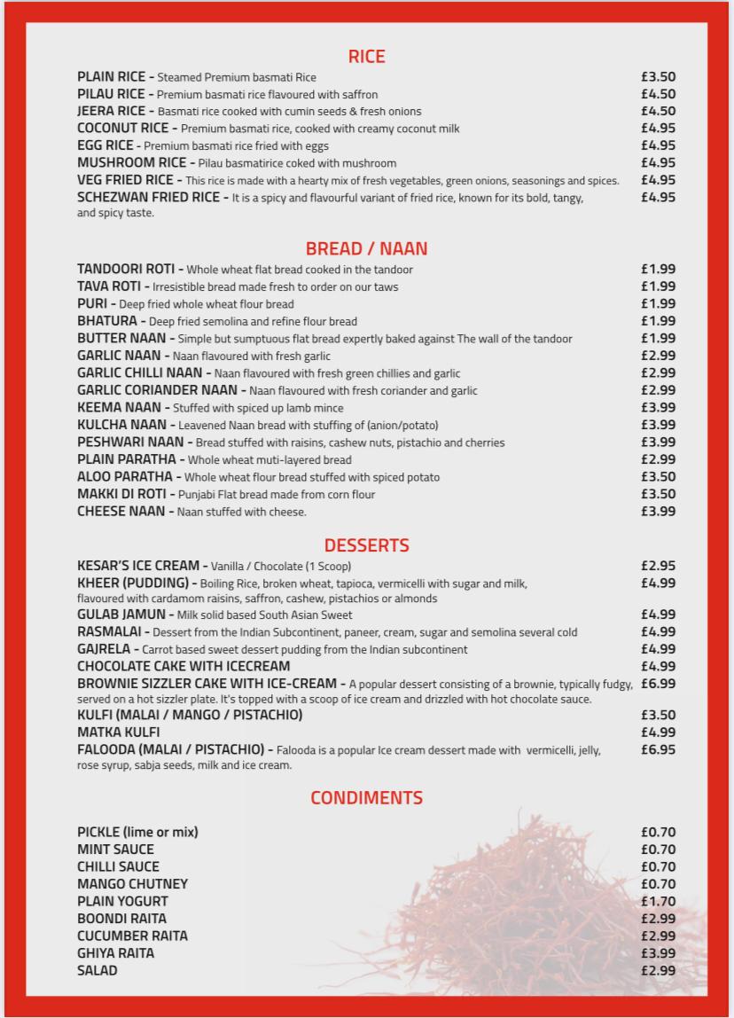 Menu Kesar Punjabi Restaurant - Charlton-4
