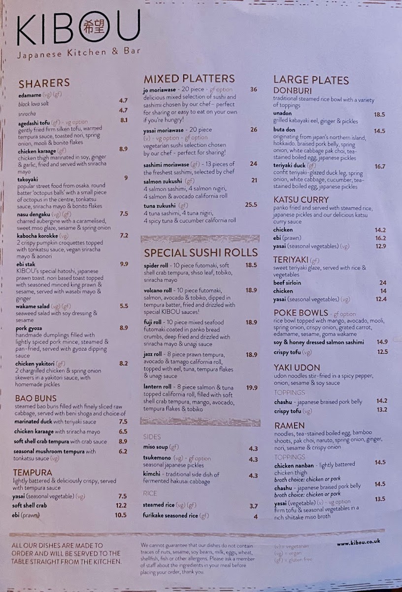 Menu Kibou Japanese Restaurant & Bar - Battersea-10