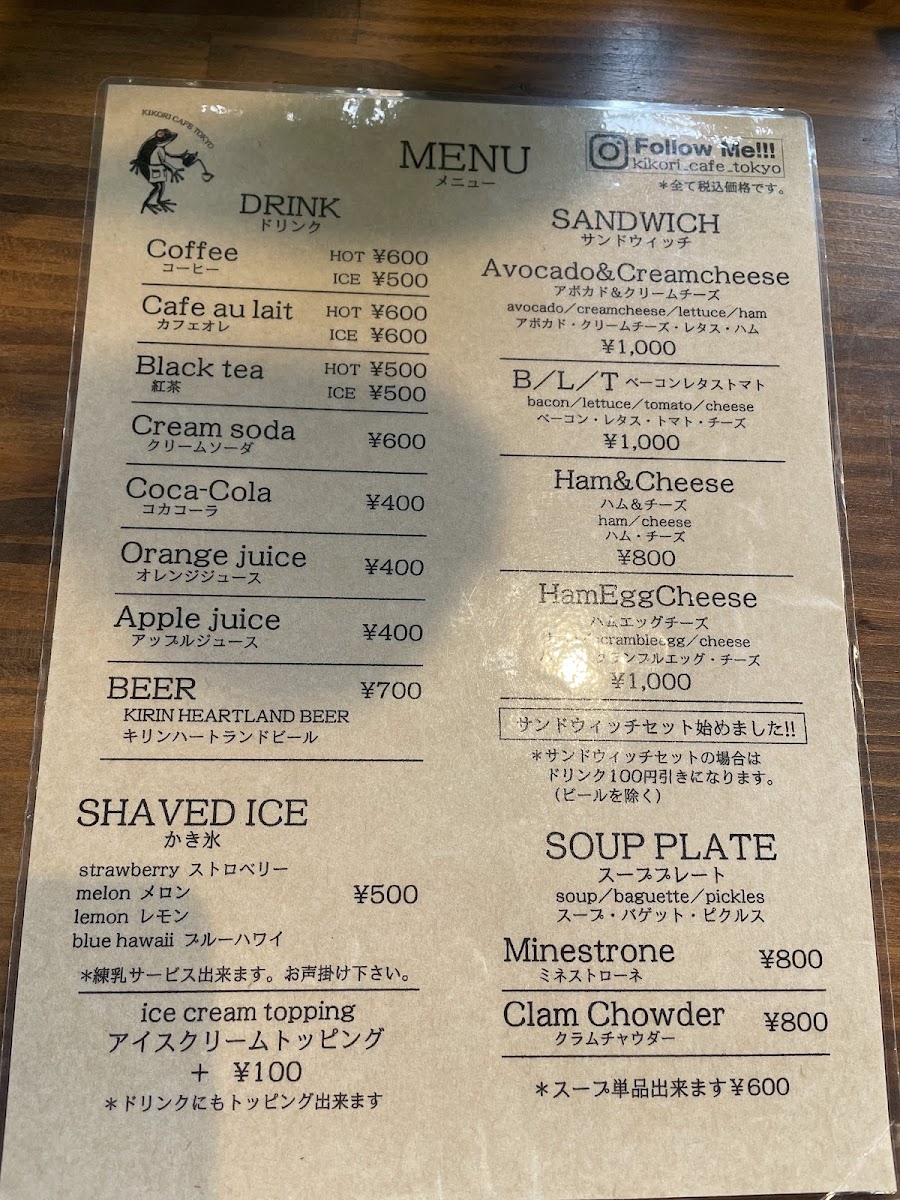 Menu Kikori Cafe Tokyo-2