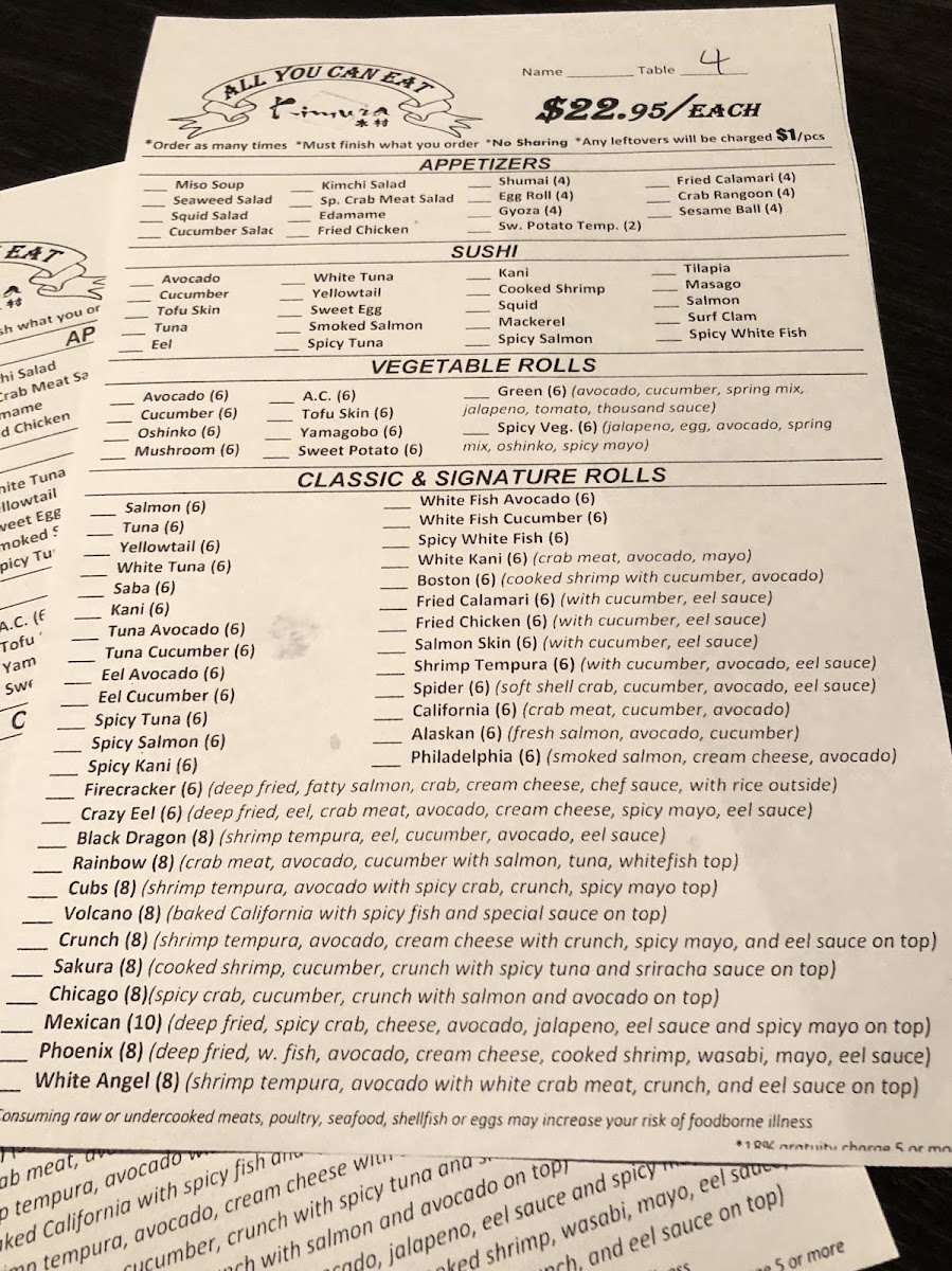 Menu Kimura-5