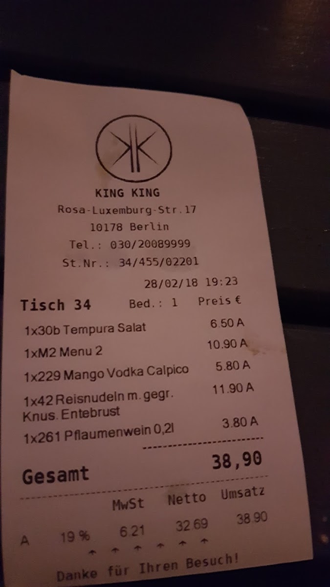 Menu King King-8