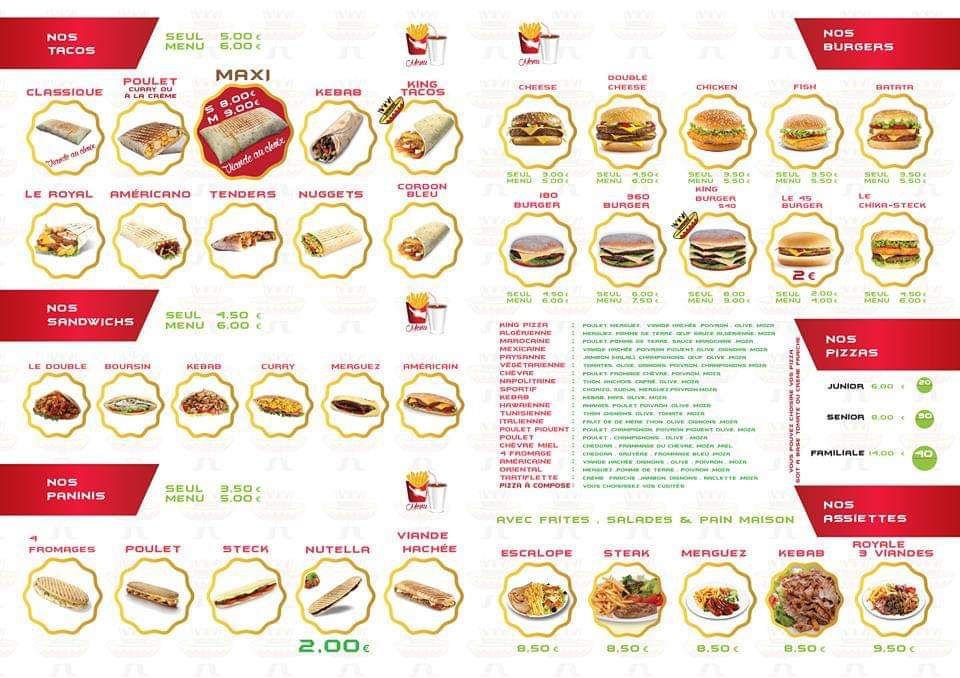 Menu King Tacos 88-1