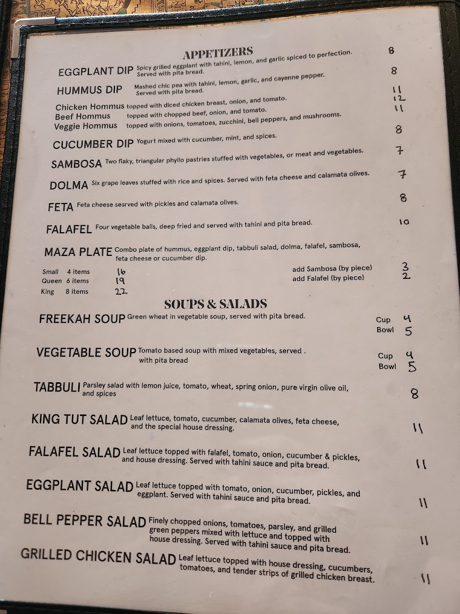 Menu King Tut Restaurant-2