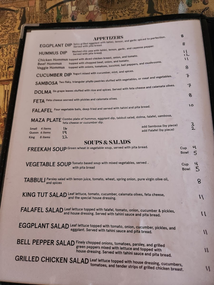 Menu King Tut Restaurant-5