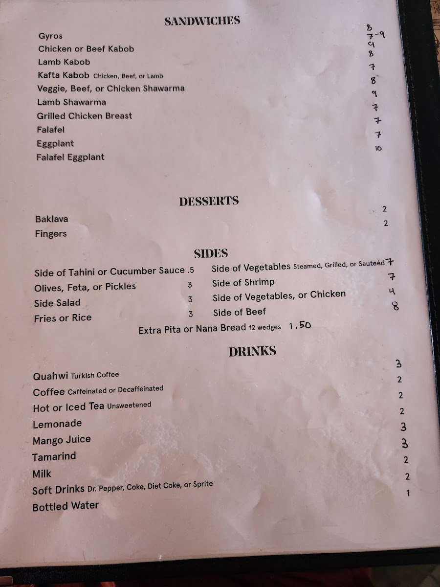 Menu King Tut Restaurant-8