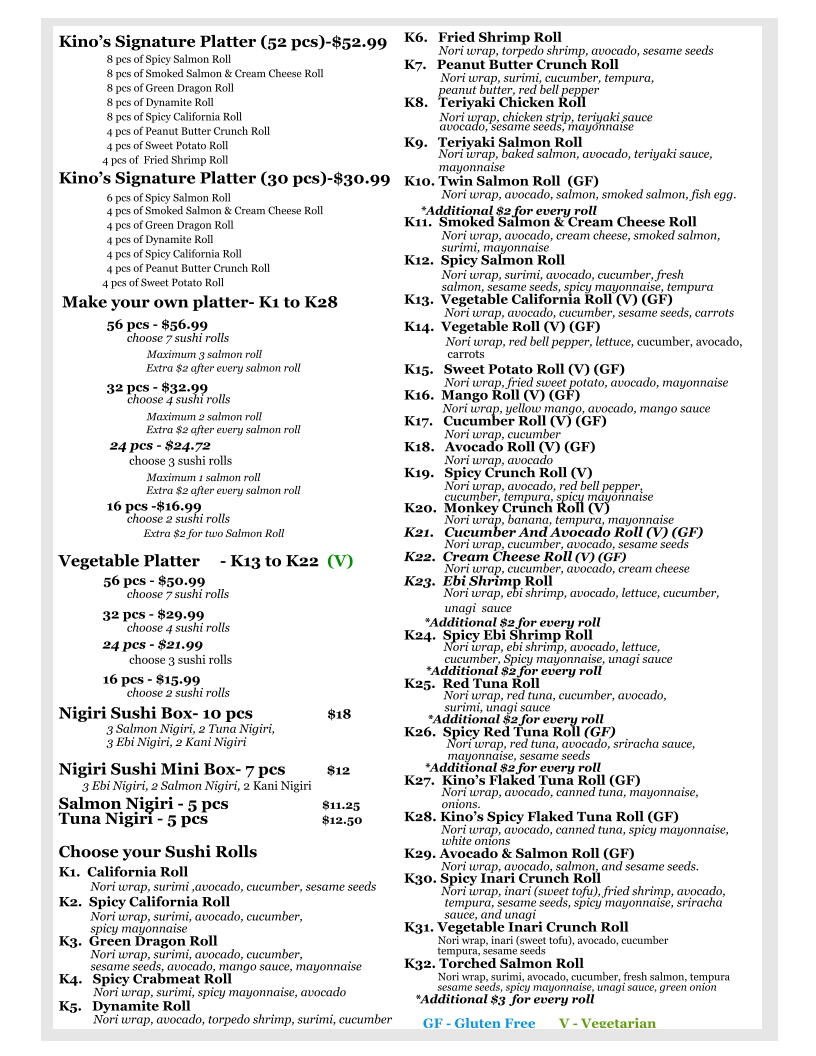 Menu Kino’S Sushi And Asian Cuisines-3