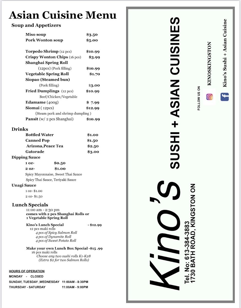 Menu Kino’S Sushi And Asian Cuisines-4