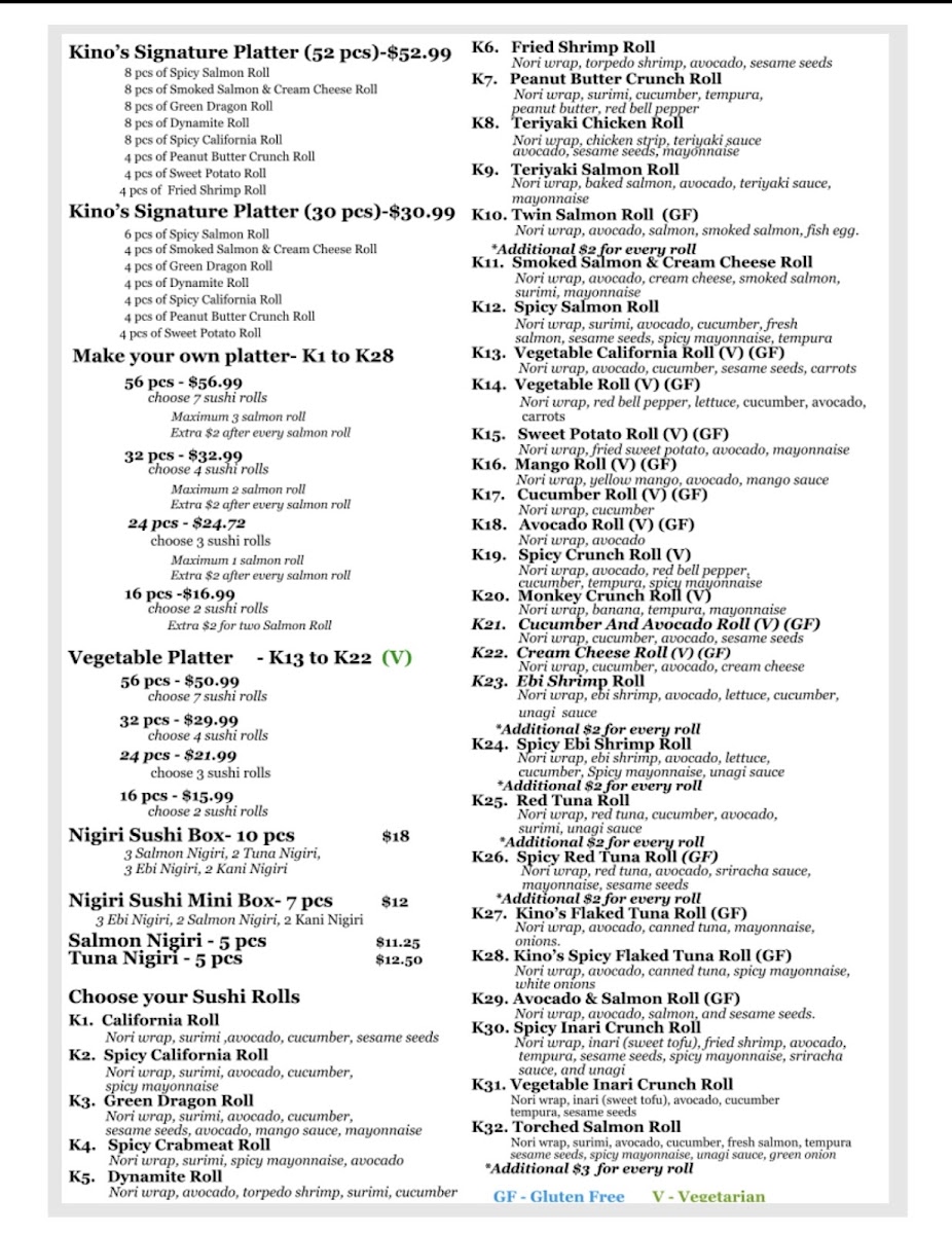 Menu Kino’S Sushi And Asian Cuisines-5